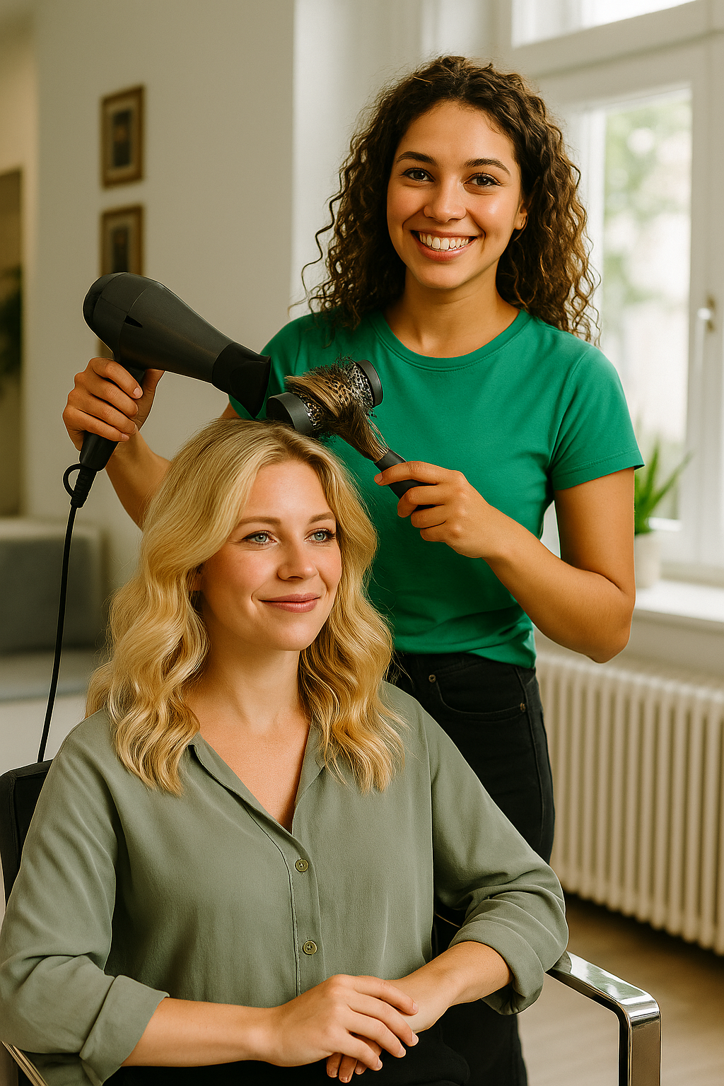Professional hair blow drying service