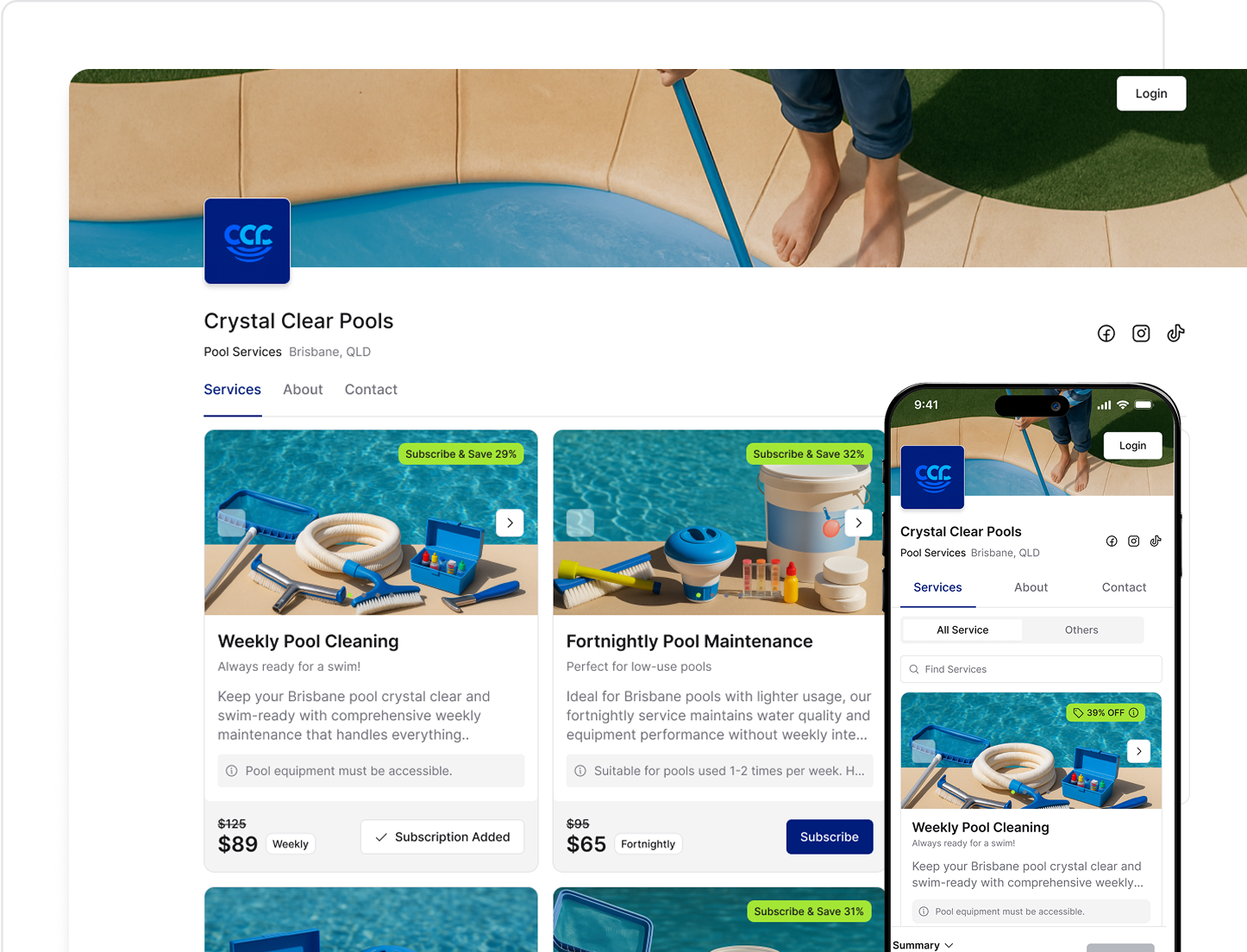 Live Customer Site interface