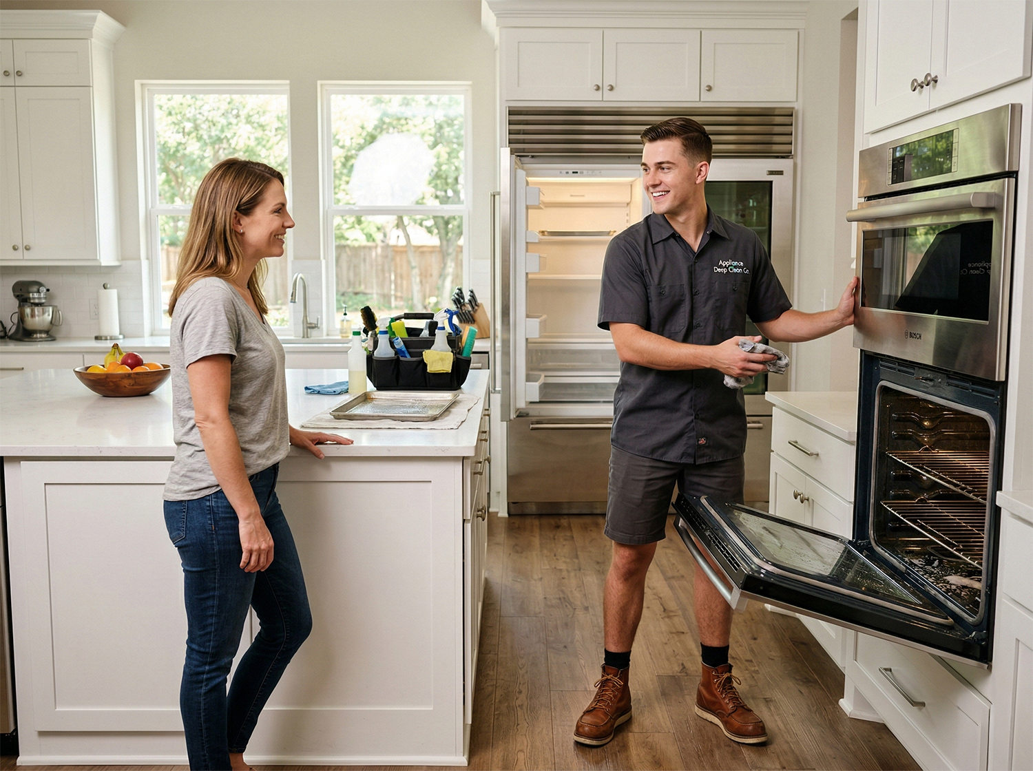 Professional cleaning a residential appliance
